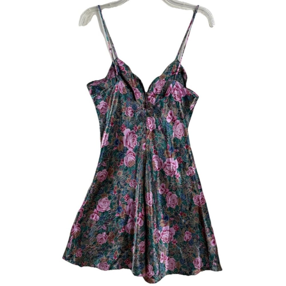 Victoria's Secret VTG Medium Gold Label Satin Floral Rose Nightie Slip Dress EUC - Picture 2 of 10